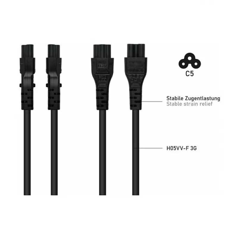 Kabelmeister SK6505-S018 Przewód zasilający AC - wtyczka włoska typu I do IEC C5, czarny, 1,8 m