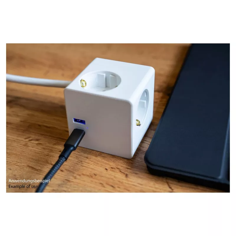 kabelmeister Socket Cube 3 Outlets with USB-C and USB-A, White, 2m