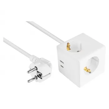 kabelmeister Socket Cube 3 Outlets with USB-C and USB-A, White, 2m
