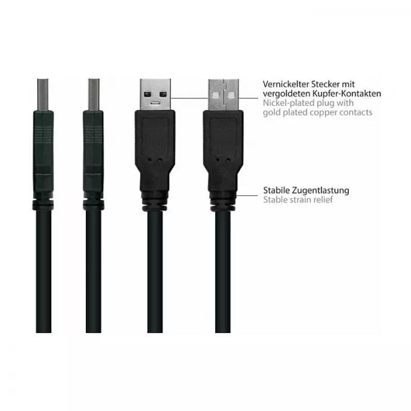 Kabelmeister Kabel Przedłużający USB 2.0, Typ A Męski do Panelowego Typ A Żeńskiego, 1m, Czarny
