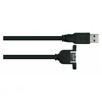 Kabelmeister przedłużacz USB 3.0, montaż panelowy, wtyk A na gniazdo A, 0,3 m, czarny, certyfikat UL