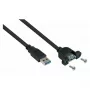 Kabelmeister przedłużacz USB 3.0, montaż panelowy, wtyk A na gniazdo A, 0,3 m, czarny, certyfikat UL