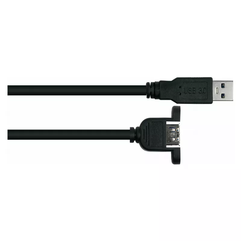 Kabelmeister przedłużacz USB 3.0 do montażu panelowego – typ A męski na żeński, 3m, czarny (certyfikat UL)