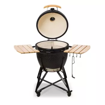 Kamado Bono Grande Ceramic Grill 23″ Charcoal BBQ with Cart, Black