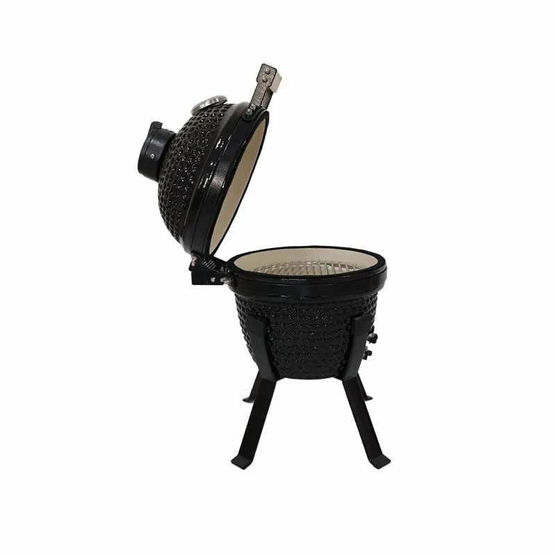 Kamado Bono Picnic Grill ceramiczny 13 cali z wózkiem, na węgiel drzewny, czarny