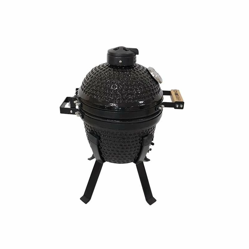 Kamado Bono Picnic Grill ceramiczny 13 cali z wózkiem, na węgiel drzewny, czarny