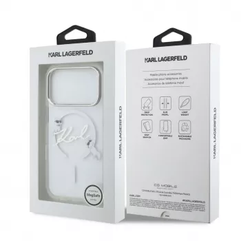 Karl Lagerfeld Apple iPhone 18 Pro Max HC MagSafe IML Clear Case z przezroczystym logo Karl Script