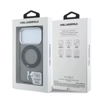 Karl Lagerfeld IML Ring Stand 360 Kameo Metal MagSafe etui do iPhone 18 Pro Max / 17 Pro Max - Czarny