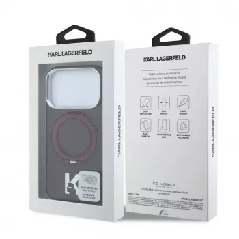 Karl Lagerfeld IML Ring Stand 360 Kameo Metal MagSafe etui do iPhone 18 Pro Max / 17 Pro Max Burgund