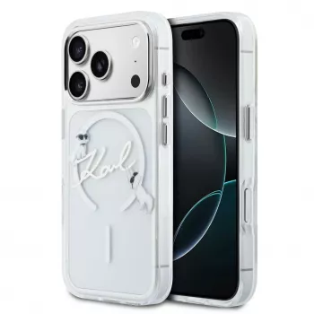 Karl Lagerfeld iPhone 15 Pro MagSafe twarda obudowa przezroczysta z logo Karl Script