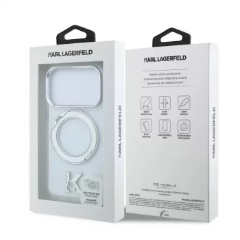 Karl Lagerfeld iPhone 18 Pro Max / 17 Pro Max MagSafe IML Ring Stand 360 Kameo Metal Transparent Case