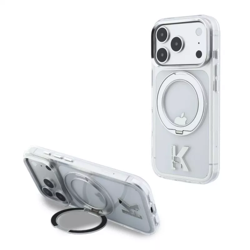 Karl Lagerfeld iPhone 18 Pro Max / 17 Pro Max MagSafe IML Ring Stand 360 Kameo Metal Transparent Case