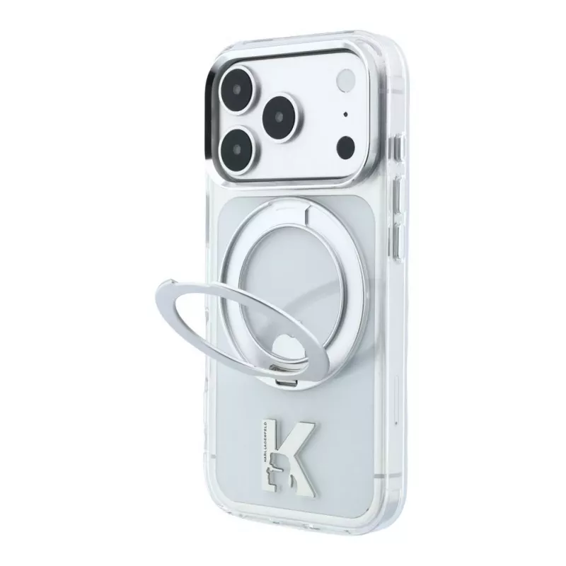 Karl Lagerfeld iPhone 18 Pro Max / 17 Pro Max MagSafe IML Ring Stand 360 Kameo Metal Transparent Case
