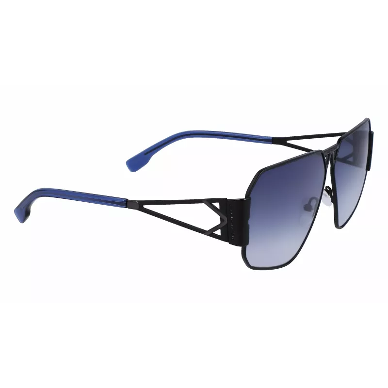 KARL LAGERFELD KL339S-1 Unisexowe okulary przeciwsłoneczne w kształcie kwadratu - czarna oprawka, szare szkła 61mm