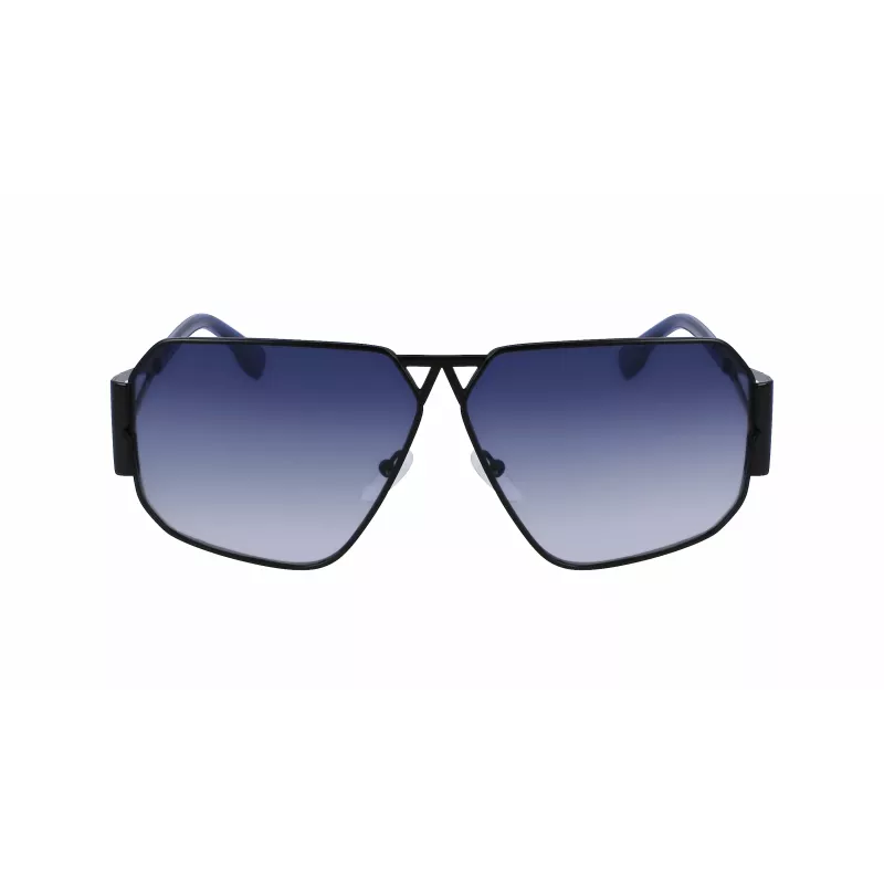 KARL LAGERFELD KL339S-1 Unisexowe okulary przeciwsłoneczne w kształcie kwadratu - czarna oprawka, szare szkła 61mm