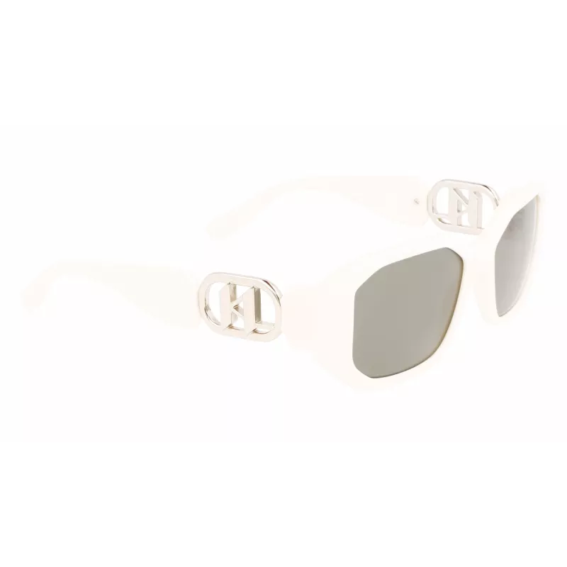 KARL LAGERFELD KL6085S-105 Damskie kwadratowe okulary przeciwsłoneczne z acetatu Czarny/Szary 55/18/140 mm