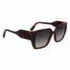 KARL LAGERFELD KL6098SN-240 Damskie kwadratowe okulary przeciwsłoneczne z acetatu - brązowa oprawka Havana, brązowe soczewki gradientowe - 52/19/140 mm