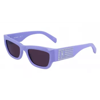 KARL LAGERFELD KL6141S522154 Damskie okulary przeciwsłoneczne kocie oko - czarna oprawka acetatowa, szare soczewki gradientowe, 52 mm