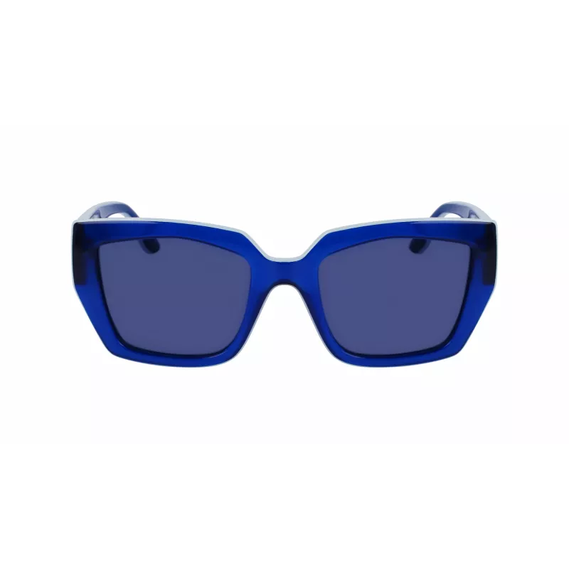 KARL LAGERFELD KL6143S-400 Damskie kwadratowe okulary przeciwsłoneczne z acetatu, ciemnoniebieska oprawka, szare gradientowe szkła, 53 mm
