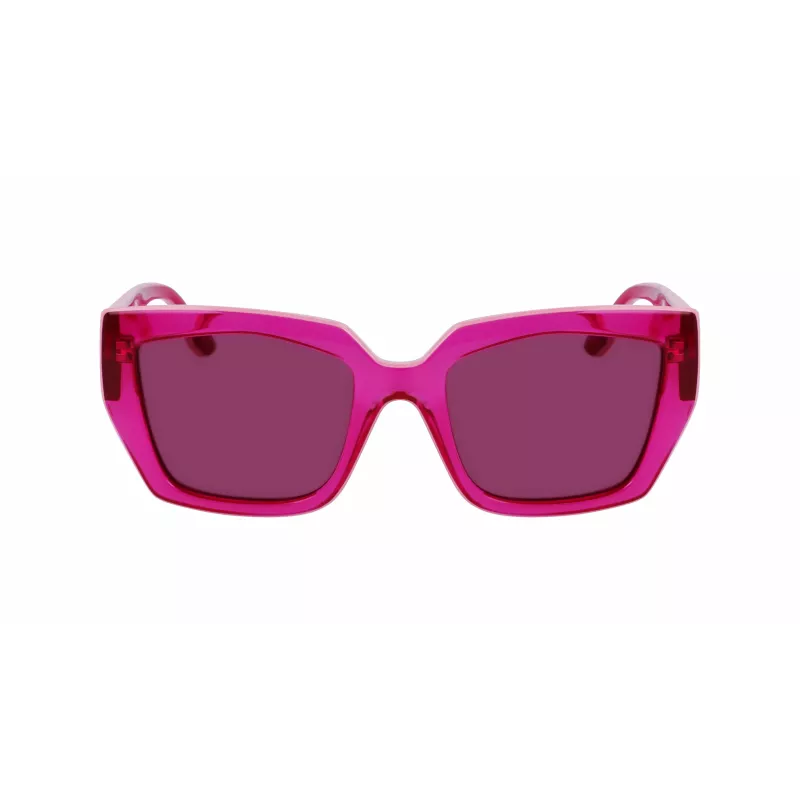 KARL LAGERFELD KL6143S-650 Damskie kwadratowe okulary przeciwsłoneczne z acetatu - Red Havana, brązowe soczewki gradientowe 53/20/145 mm