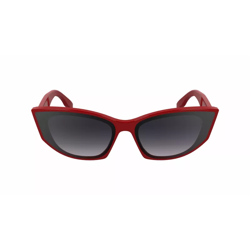 KARL LAGERFELD KL6162S-600 Damskie okulary przeciwsłoneczne motylkowe - czerwono-bordowa oprawka acetatowa, gradientowe brązowe soczewki, 64/14/140 mm