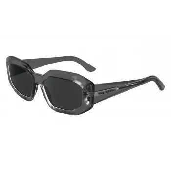 KARL LAGERFELD KL6167S-020 Damskie okulary przeciwsłoneczne w kształcie kwadratu - czarna oprawka acetatowa, szare dymne szkła, 53 mm