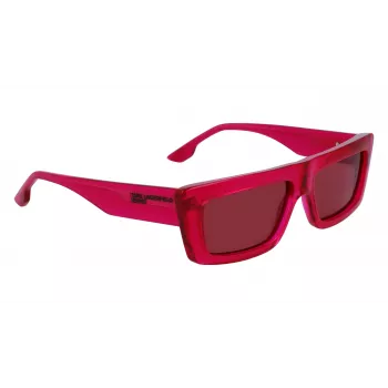 KARL LAGERFELD KLJ6147S Unisex Okulary przeciwsłoneczne w kształcie kwadratu - czarna oprawka acetatowa, szare soczewki poliwęglanowe 56mm