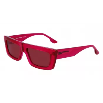 KARL LAGERFELD KLJ6147S Unisex Okulary przeciwsłoneczne w kształcie kwadratu - czarna oprawka acetatowa, szare soczewki poliwęglanowe 56mm