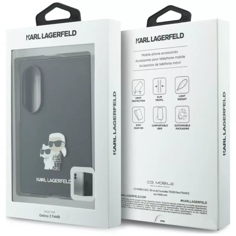 Karl Lagerfeld PU Saffiano Karl i Choupette etui do Samsung Galaxy Z Fold8 Czarny