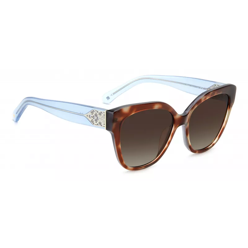 KATE SPADE SAVANNAGSIPRF Okulary przeciwsłoneczne damskie - oprawka Havana z acetatu, soczewki brązowe gradientowe, 57/17/140 mm