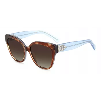 KATE SPADE SAVANNAGSIPRF Okulary przeciwsłoneczne damskie - oprawka Havana z acetatu, soczewki brązowe gradientowe, 57/17/140 mm