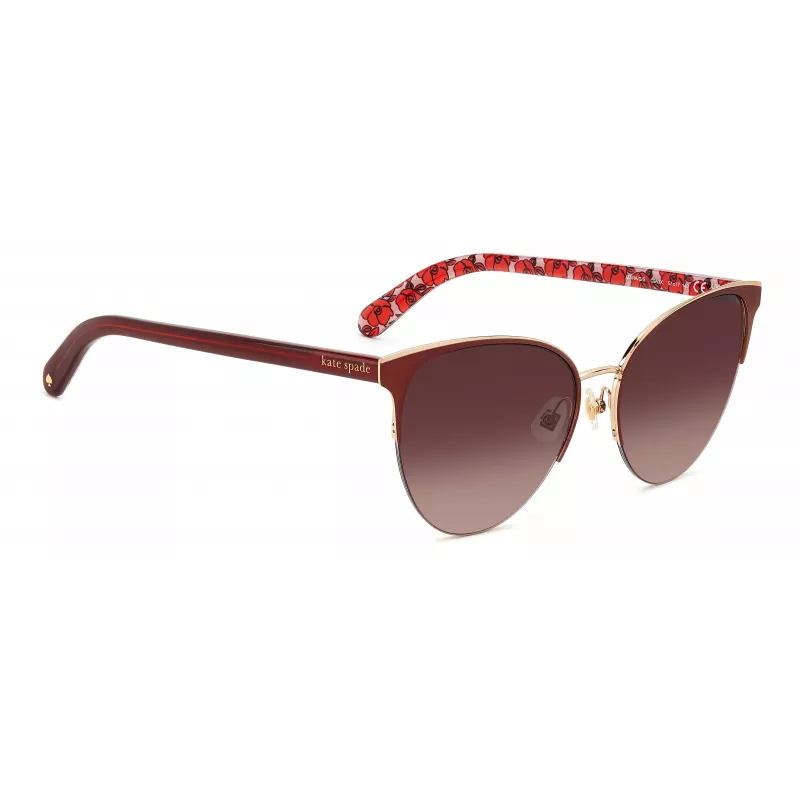KATE SPADE Damskie okulary przeciwsłoneczne Izara Cat Eye - czarna oprawka acetatowa z szarymi soczewkami gradientowymi - 57/17/140 mm