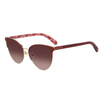 KATE SPADE Damskie okulary przeciwsłoneczne Izara Cat Eye - czarna oprawka acetatowa z szarymi soczewkami gradientowymi - 57/17/140 mm