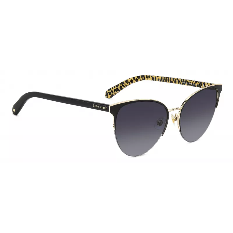 KATE SPADE Damskie okulary przeciwsłoneczne Izara Cat Eye IZARAGS807F79 - Czarna oprawka acetatowa, szare soczewki poliwęglanowe, 57mm