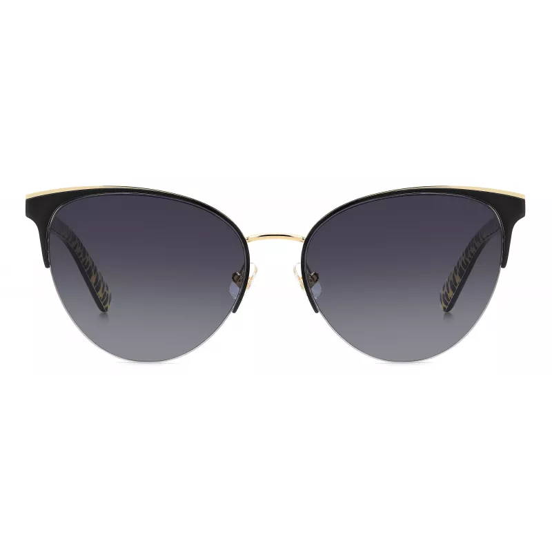 KATE SPADE Damskie okulary przeciwsłoneczne Izara Cat Eye IZARAGS807F79 - Czarna oprawka acetatowa, szare soczewki poliwęglanowe, 57mm