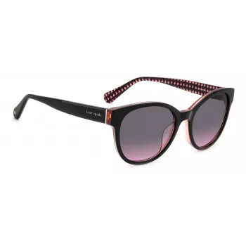 KATE SPADE Damskie okulary przeciwsłoneczne Nathalie GS807 - Czarna oprawka acetatowa, szare gradientowe soczewki 55/17/140 mm