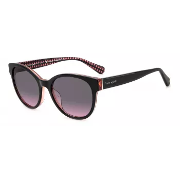 KATE SPADE Damskie okulary przeciwsłoneczne Nathalie GS807 - Czarna oprawka acetatowa, szare gradientowe soczewki 55/17/140 mm