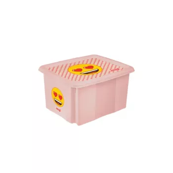 keeeper Pudełko z pokrywką 15L Karolina „Emoji Hearts” 38x29,5x20,5cm Różowe