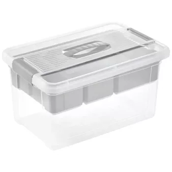 keeeper Pudełko z pokrywką i organizerem Henri 29x41x20 cm 16 l jasnoszare/przezroczyste