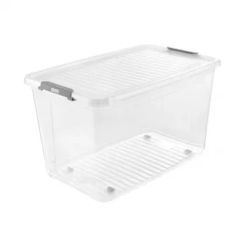 keeeper Pudełko z pokrywką na kółkach clipbox Leo 59x38x35,5cm 56L Przezroczyste
