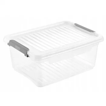 keeeper Clipbox Leonie Pojemnik do przechowywania z pokrywką, 11,4 L, przezroczysty, do sztaplowania, bezpieczny dla żywności, bez BPA, zamykany na klipsy, 37,5 x 28,5 x 16 cm