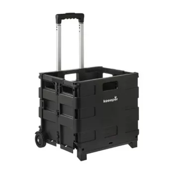 keeeper Olli Składany wózek na zakupy 45L Czarny, Nośność 25 kg, Uchwyt teleskopowy, Rama aluminiowa