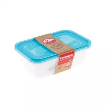 keeeper Zestaw 2 prostokątnych pojemników na żywność 3,3 l Fredo Fresh przezroczysty/jasnoniebieski