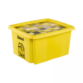 Pudełko do przechowywania keeeper z pokrywką 24L Karolina Minions Mosaic, 42,5 x 35,5 x 22,5 cm, żółte