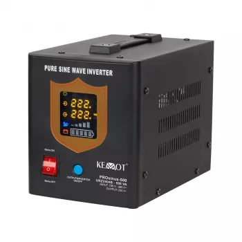 KEMOT PROsinus-500 Zasilacz awaryjny UPS, czysty sinus, 12V 230V 500VA/300W, czarny