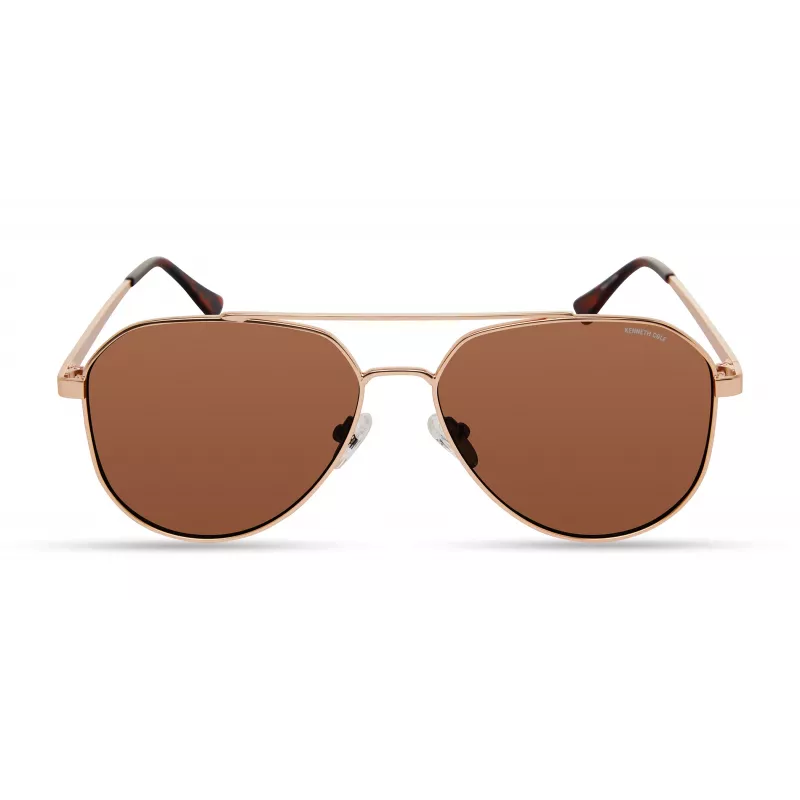 Kenneth Cole KC3009-5932E Męskie prostokątne okulary przeciwsłoneczne z acetatu - Havana/Brąz - 59/15/145 mm - UV400