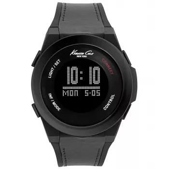 KENNETH COLE Zegarek męski automatyczny z szkieletowym cyferblatem 10022805 47mm Czarna skóra