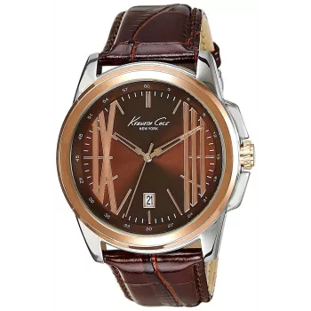 KENNETH COLE Zegarek męski automatyczny z szkieletowym cyferblatem IKC8096 - 44mm koperta ze stali nierdzewnej, czarny pasek skórzany