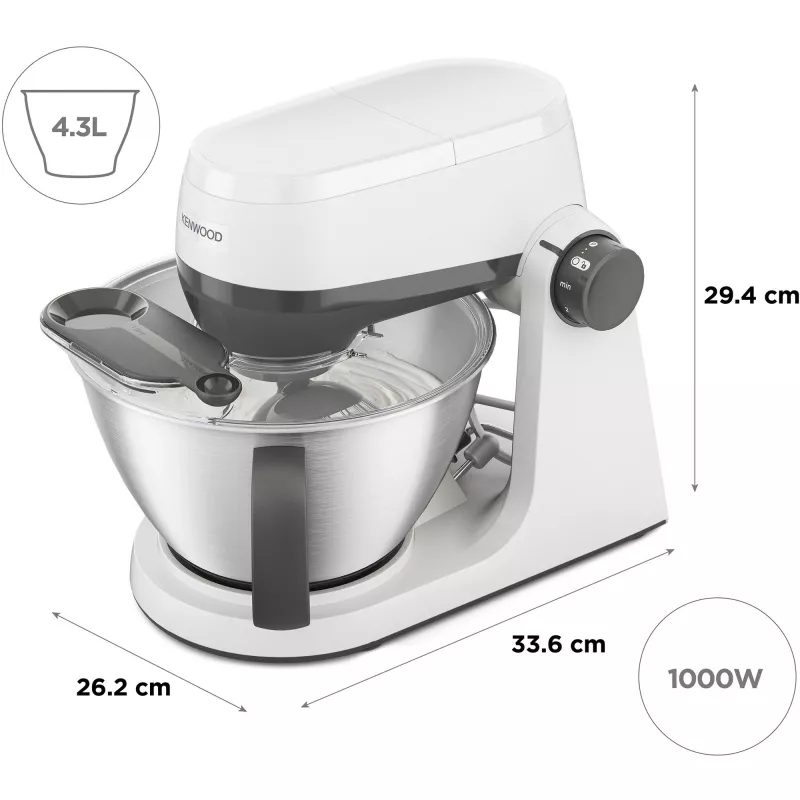 KENWOOD Multi-Tasker KHC30.000WH Robot kuchenny (szary/biały, 1000 W, misa 4,3 L)