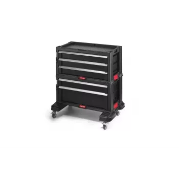 KETER BOOKCASE 5 DRAWERS TOOL CHEST SET Modularny, jeżdżący zestaw do przechowywania narzędzi, czarno-czerwony